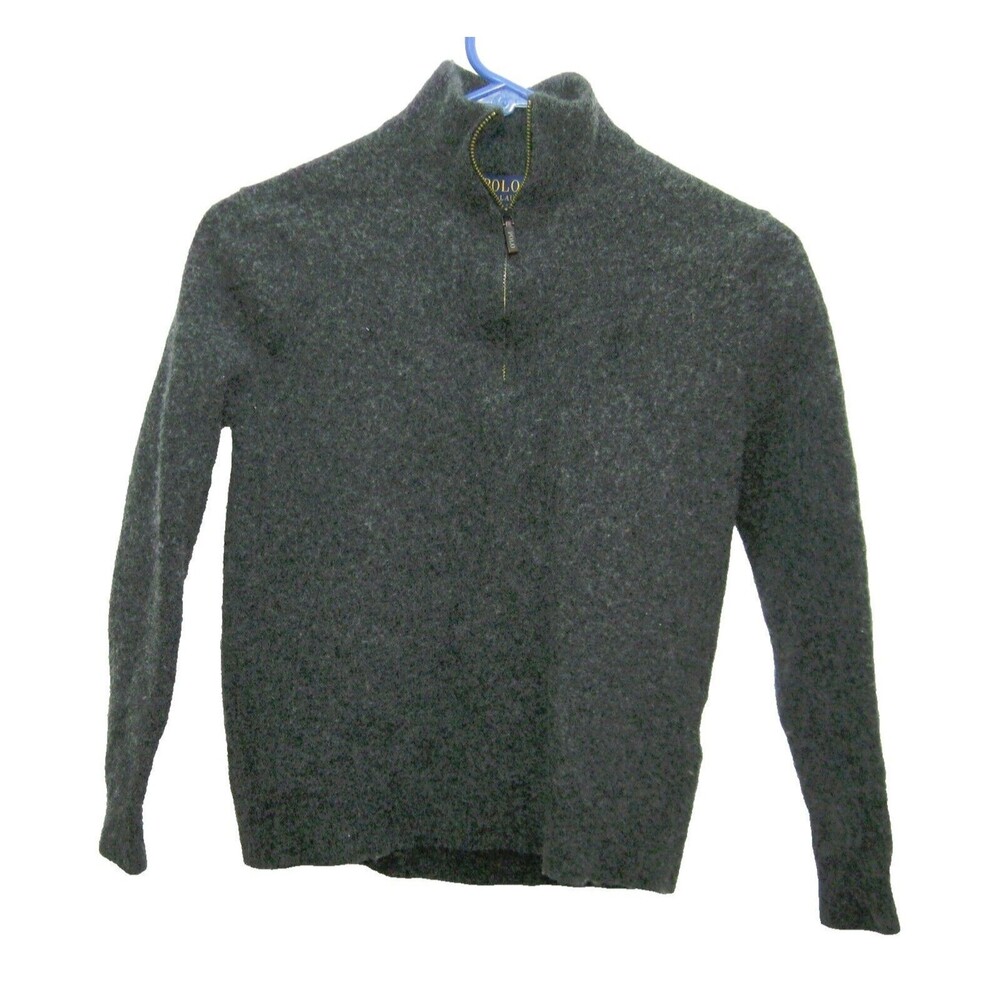 RALPH LAUREN Boy's (Size Medium) Gray 1/4 Zip 100% Wool Sweater Long Sleeve